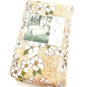 vintage new in package twin size coverlet quilt bed spread tan white floral
